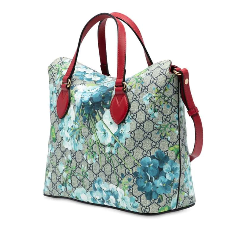 Gucci GG Supreme Blooms Linea A Fold Over Tote Brown Canvas Good condition - Back View