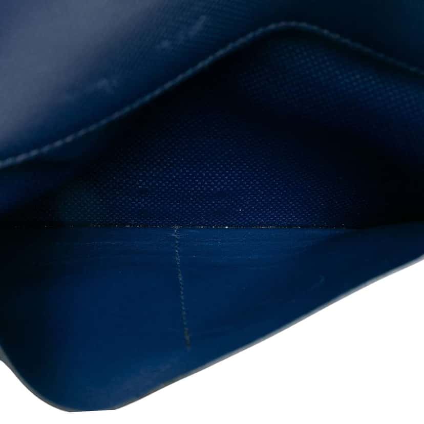 Hermès Grain d’H Leather Kelly Longue Wallet Blue Leather Good condition - Model View