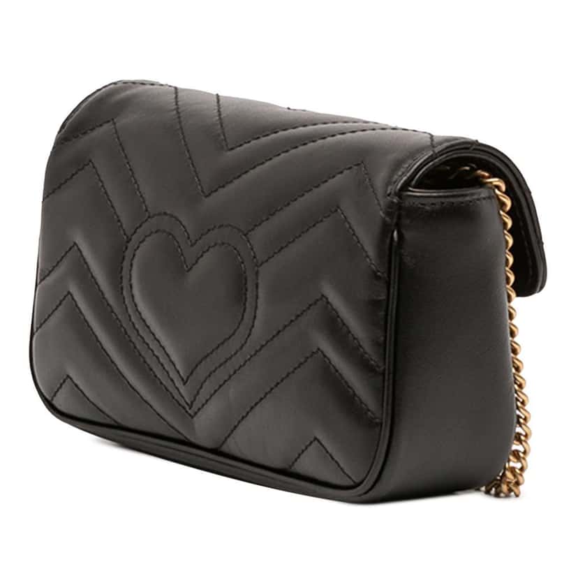Gucci Mini GG Marmont Matelasse Leather Flap Crossbody Black Leather Good condition - Back View
