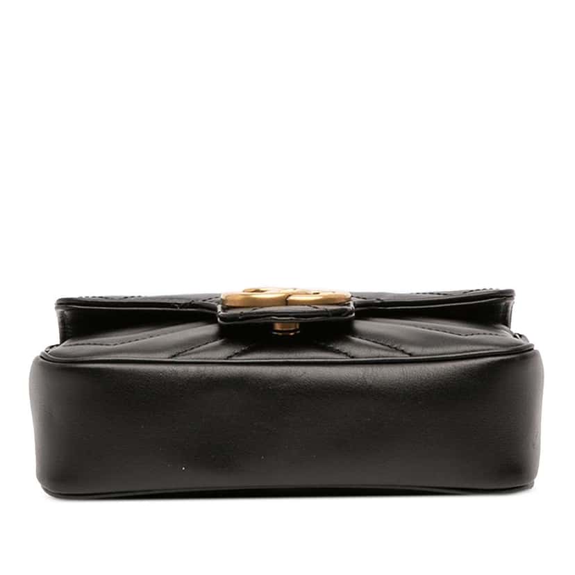 Gucci Mini GG Marmont Matelasse Leather Flap Crossbody Black Leather Good condition - Inside View