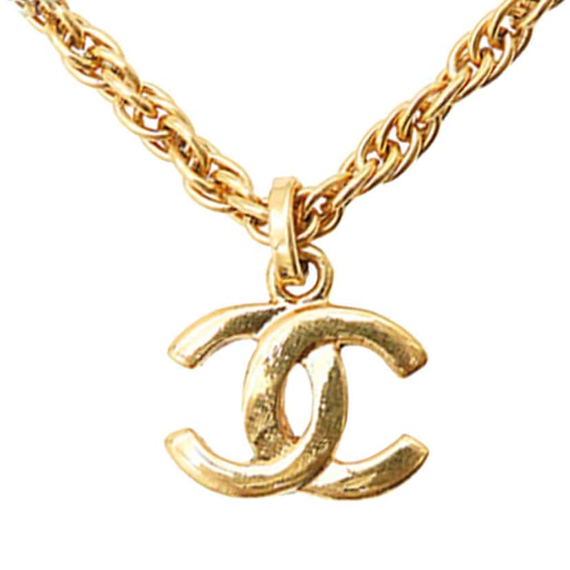 Chanel Gold Plated CC Pendant Chain Necklace Gold Metal Good condition - Back View