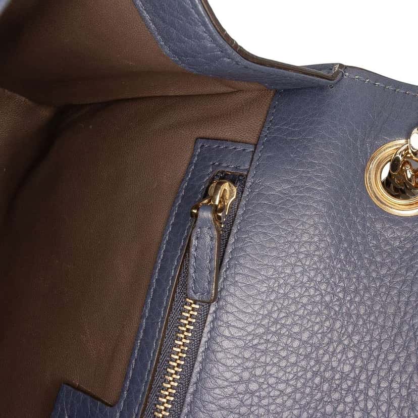 Gucci Medium Leather Miss Bamboo Crossbody Blue Leather Good condition - Box View