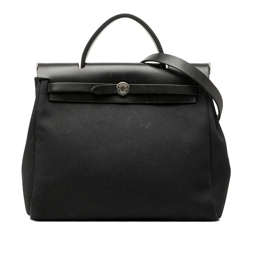 Hermès Toile Herbag PM Black Canvas Good condition - Front View