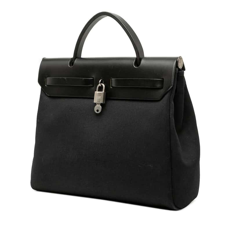 Hermès Toile Herbag PM Black Canvas Good condition - Back View