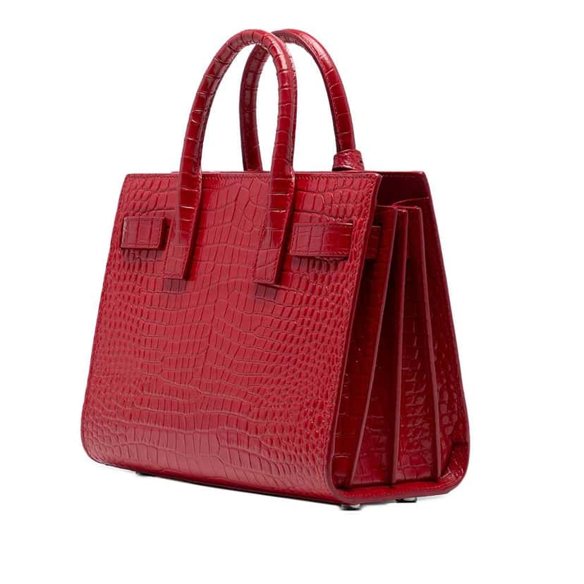 Saint Laurent Nano Embossed Leather Sac De Jour Satchel Red Leather Good condition - Back View