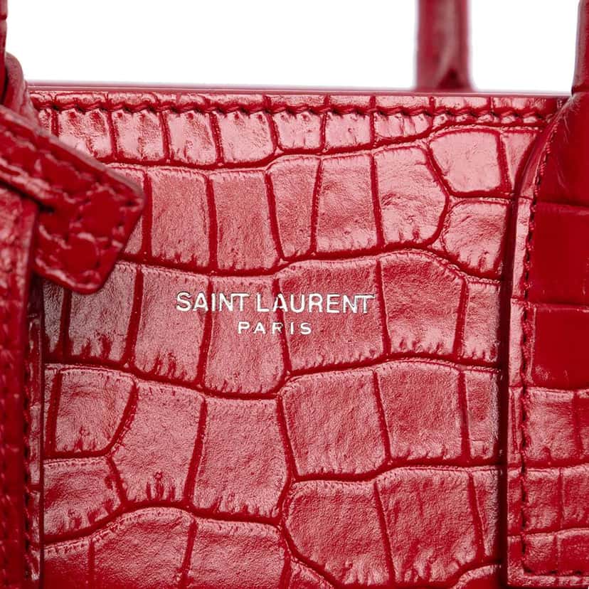Saint Laurent Nano Embossed Leather Sac De Jour Satchel Red Leather Good condition - Box View