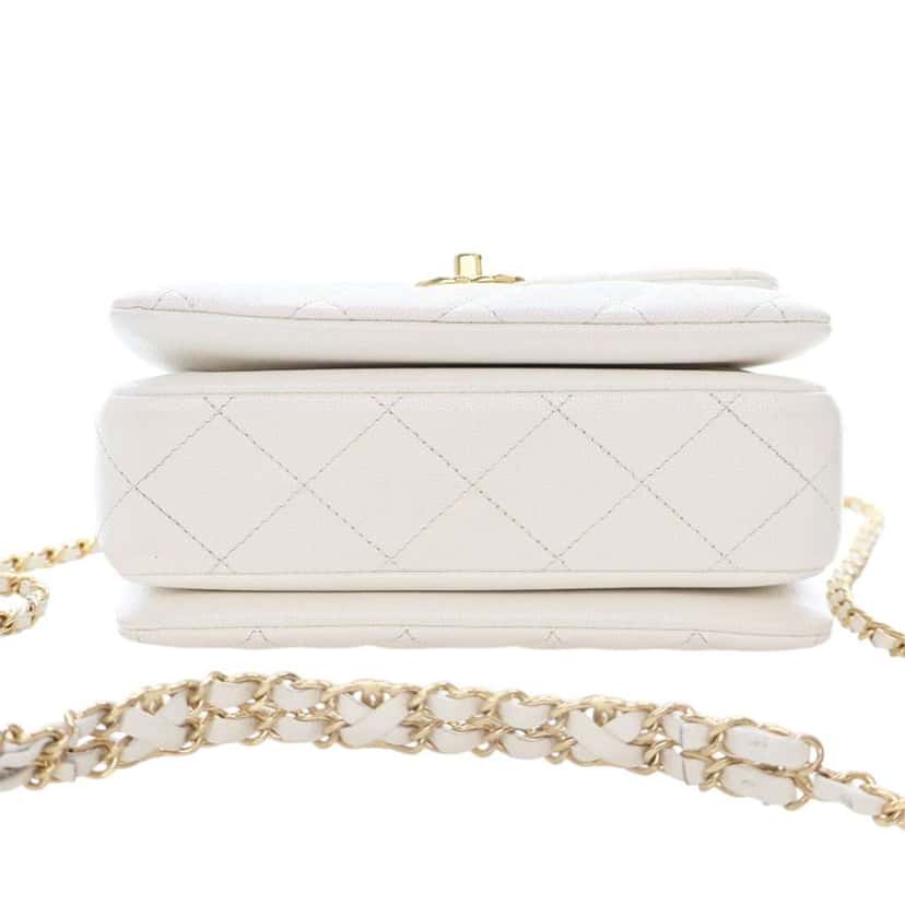 Chanel Mini Quilted Caviar Coco First Flap White Leather Good condition - Box View