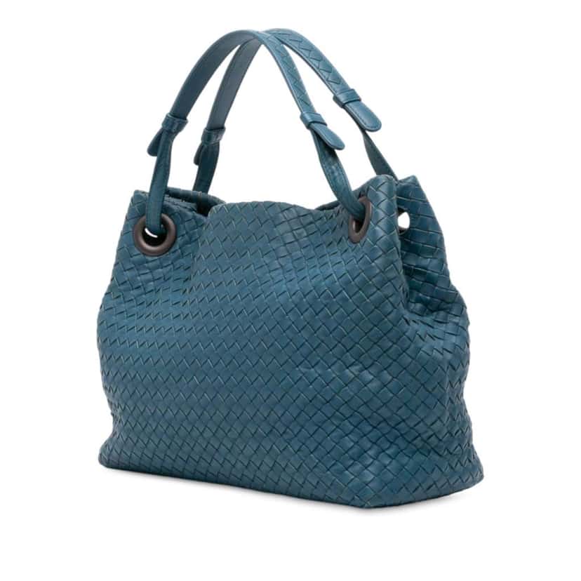 Bottega Veneta Medium Nappa Intrecciato Garda Tote Blue Leather Good condition - Back View