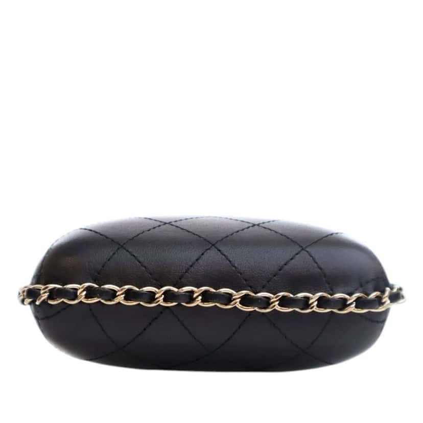 Chanel CC Quilted Lambskin Chain Around Phone Holder Black Leather Good condition - Box View