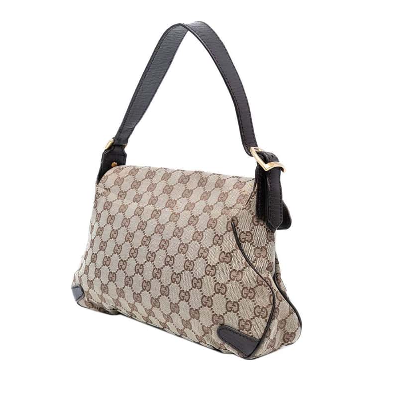 Gucci GG Canvas Horsebit Shoulder Bag Brown Canvas Good condition - Back View
