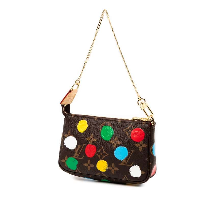 Louis Vuitton Yayoi Kusama Monogram Painted Dots Mini Pochette Accessoires Brown Good condition - Back View