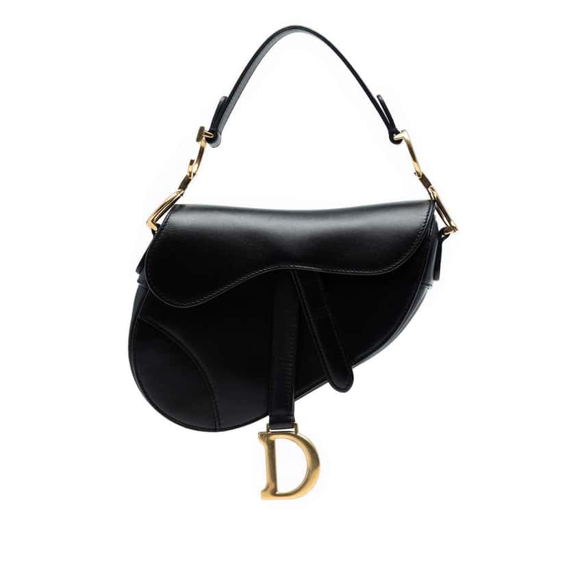 Dior Mini Smooth Calfskin Saddle Bag Black Leather Very good condition - Front View