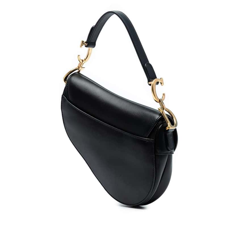 Dior Mini Smooth Calfskin Saddle Bag Black Leather Very good condition - Back View