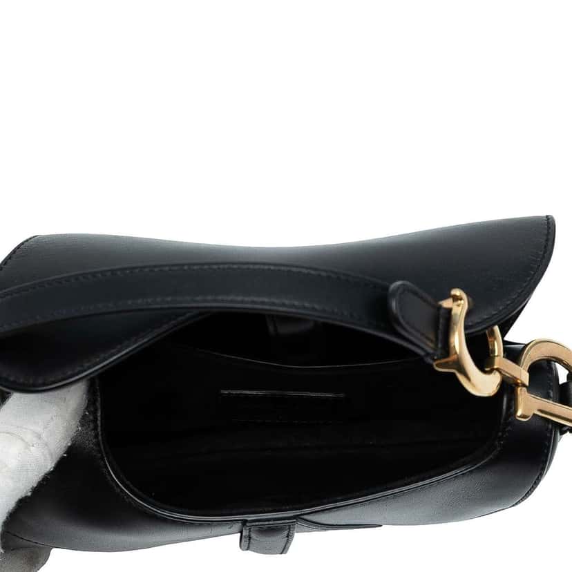 Dior Mini Smooth Calfskin Saddle Bag Black Leather Very good condition - Model View