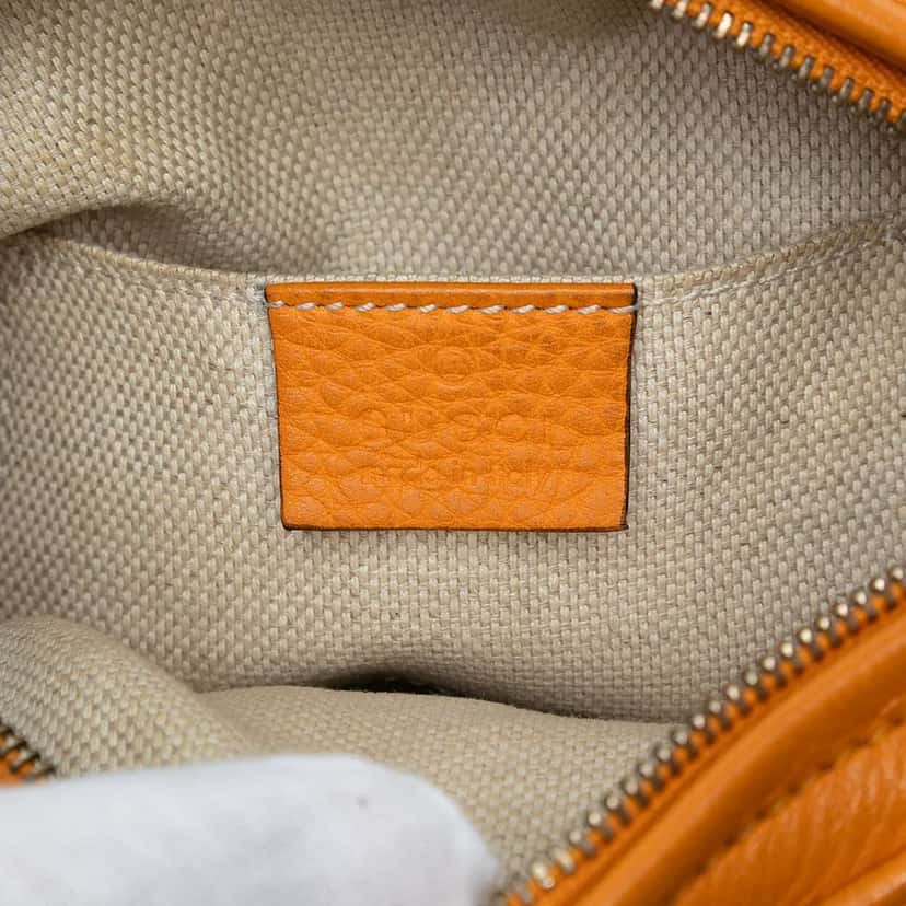 Gucci Mini Pebbled Calfskin Soho Chain Crossbody Orange Leather Good condition - Box View
