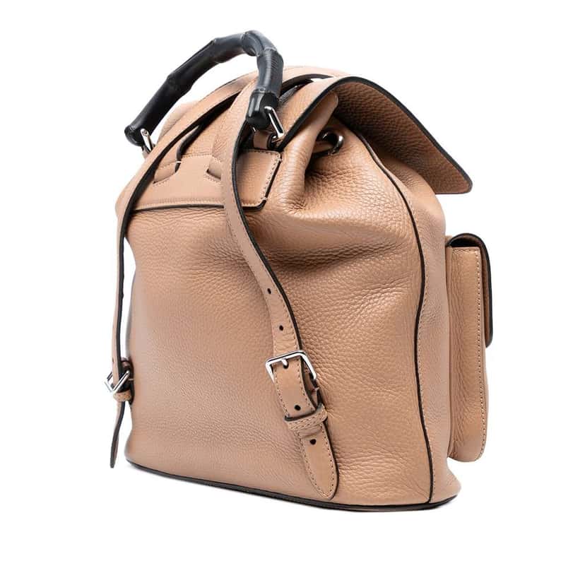 Gucci Leather Bamboo Tassel Backpack Brown Leather Good condition - Back View