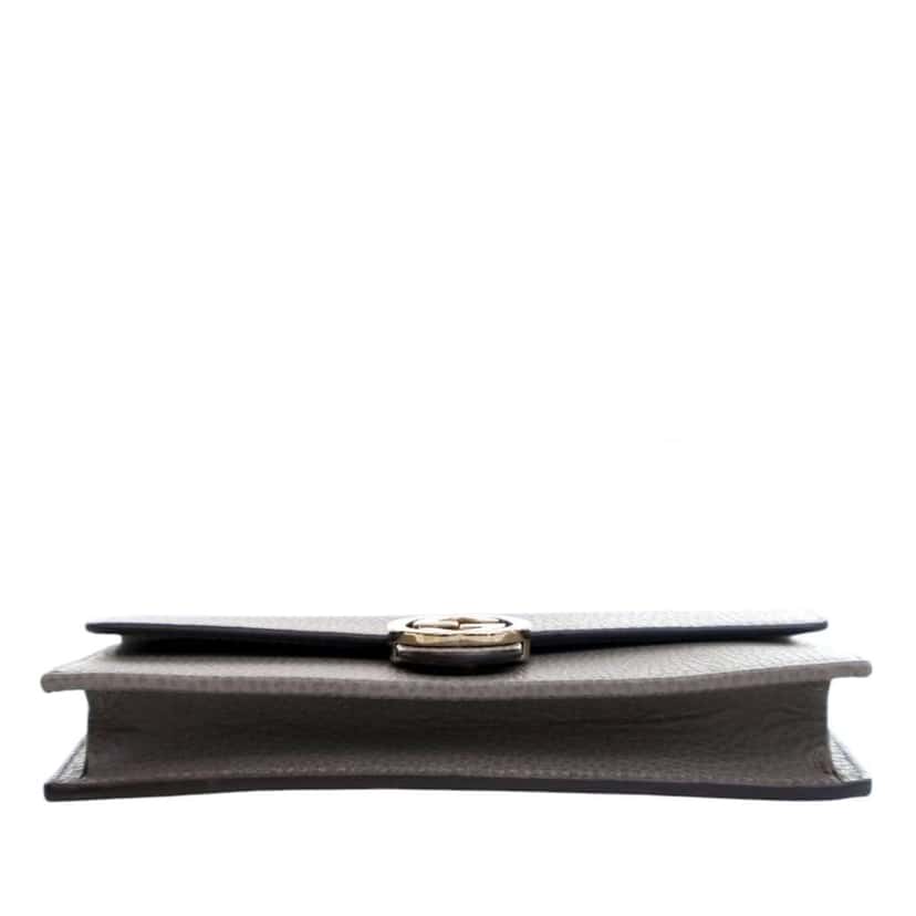 Gucci Leather Interlocking G Dollar Wallet on Chain Grey Leather Good condition - Box View