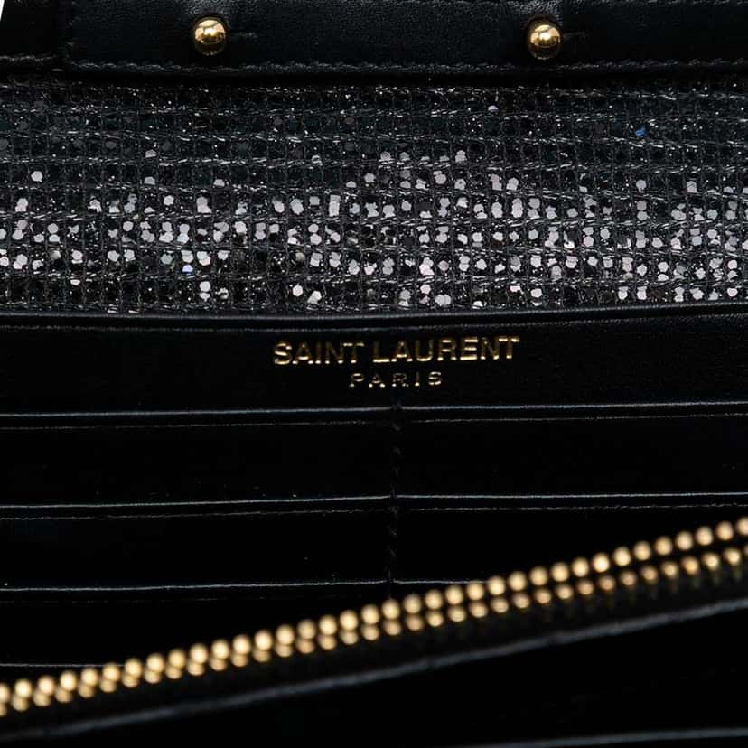 Saint Laurent Glitter Galactica Monogram Wallet on Chain Black Leather Good condition - Box View