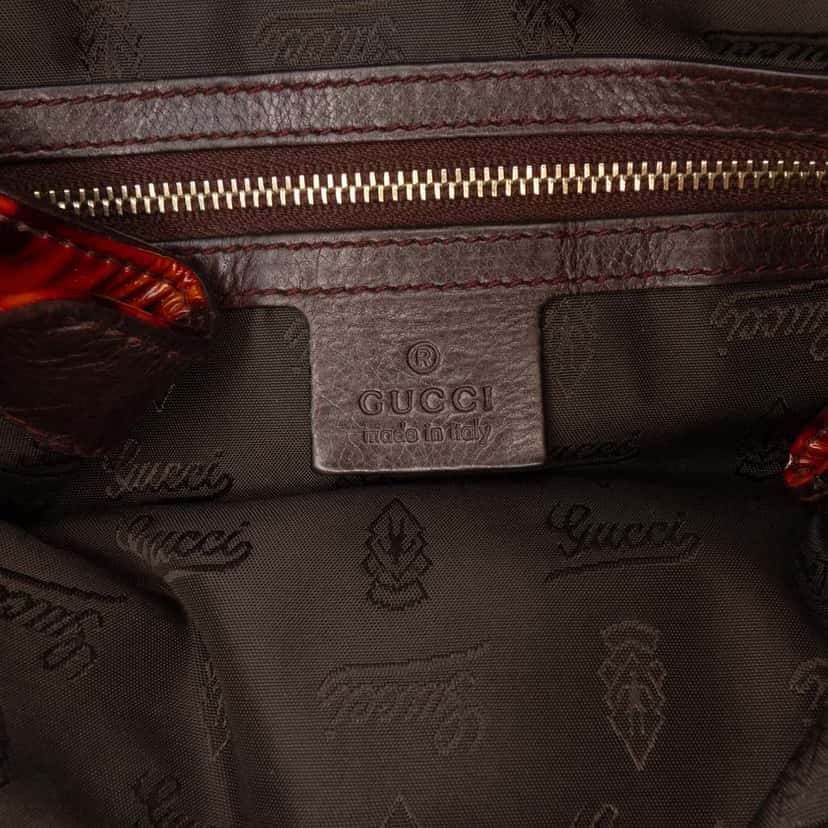 Gucci Patent Tortoise Shell Monogram Hysteria Tote Brown Leather Fair condition - Box View
