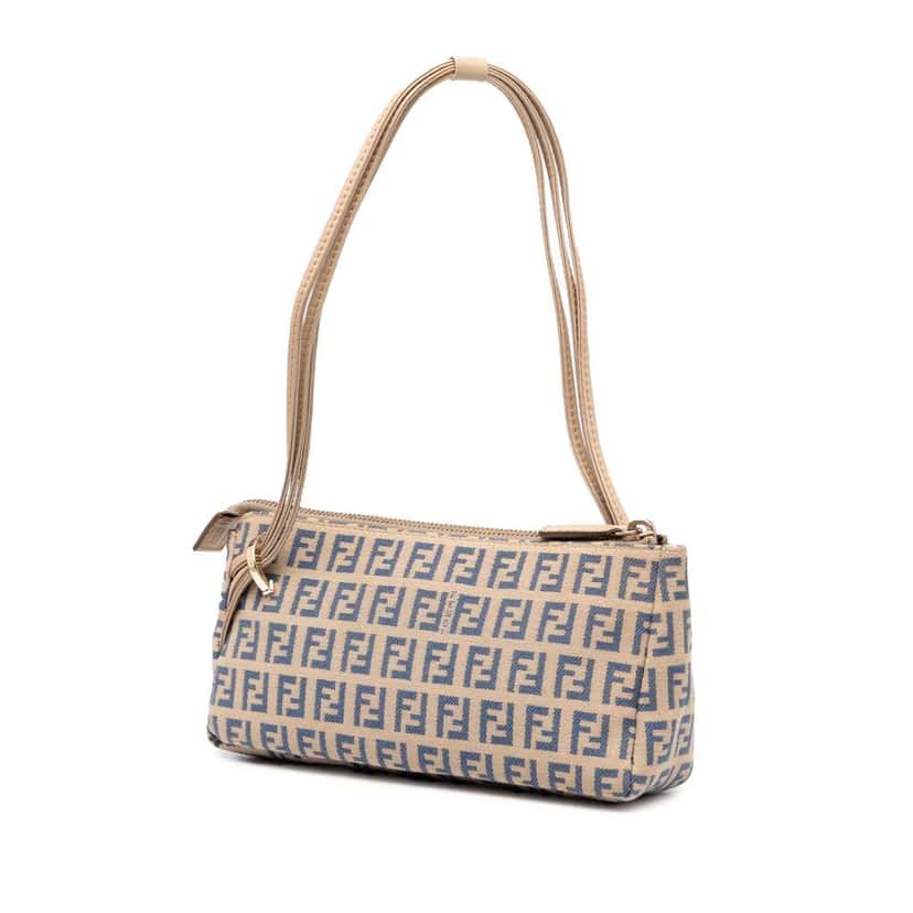 Fendi Zucchino Canvas Triple Strap Pochette Shoulder Bag Brown Canvas Good condition - Back View