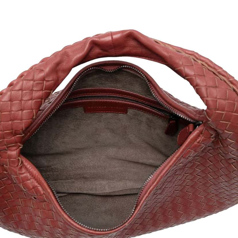 Bottega Veneta Small Nappa Intrecciato Veneta Hobo Red Leather Good condition - Model View