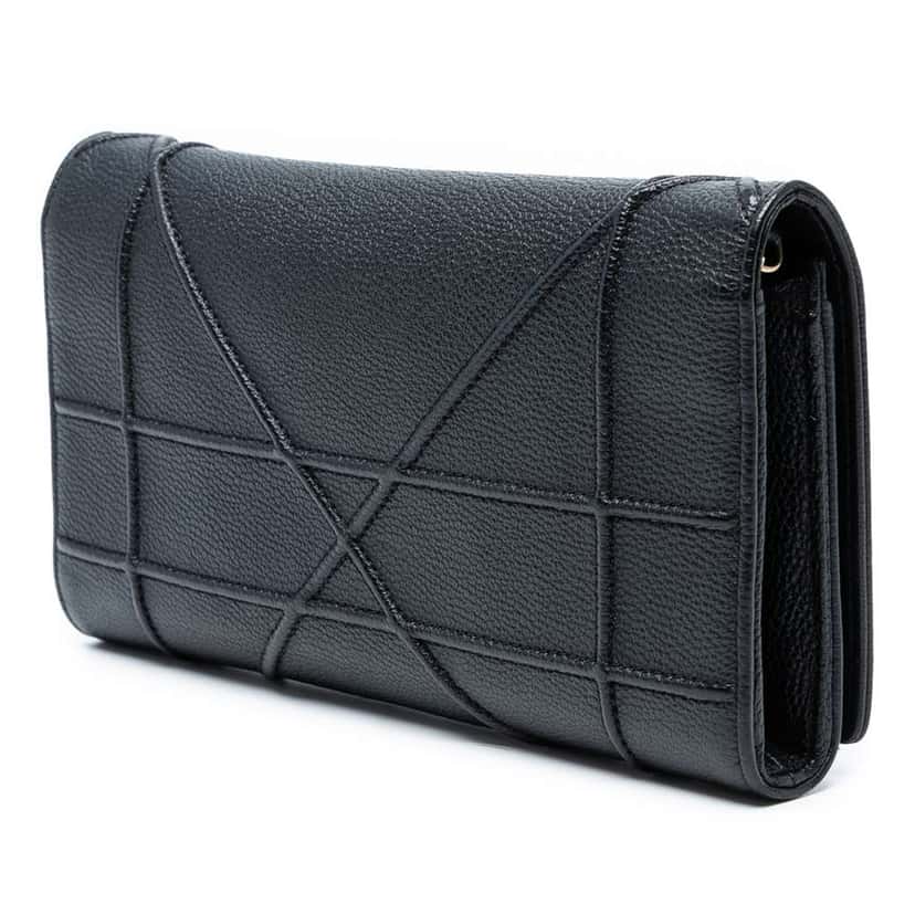 Dior Grained Calfskin Diorama Croisiere Wallet on Chain Black Leather Good condition - Back View
