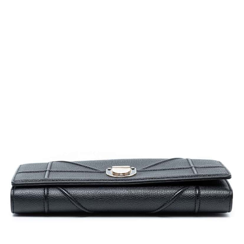 Dior Grained Calfskin Diorama Croisiere Wallet on Chain Black Leather Good condition - Inside View
