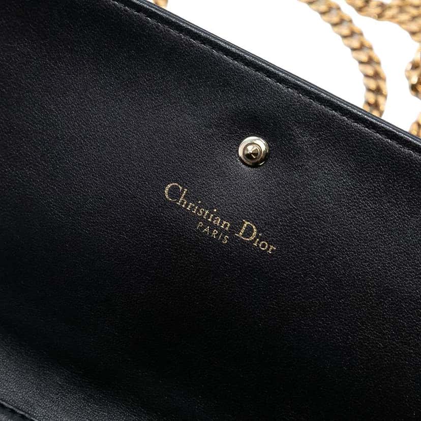 Dior Grained Calfskin Diorama Croisiere Wallet on Chain Black Leather Good condition - Box View