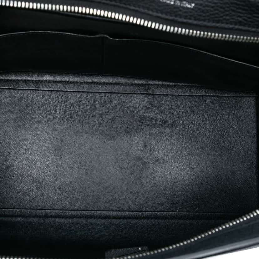 Celine Small Drummed Calfskin and Suede Trapeze Satchel Black Leather Good condition - Model View