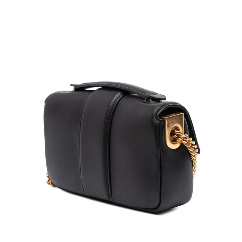 Fendi Mini Nappa Apolo Chain Baguette Shoulder Bag Black Leather Good condition - Back View