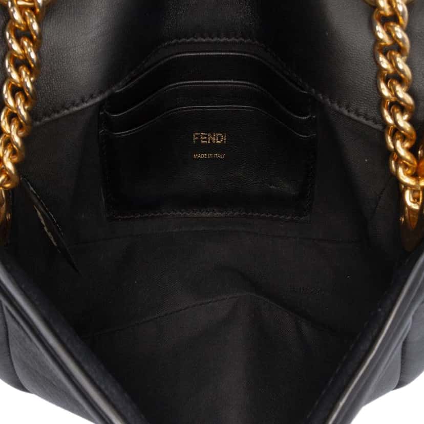 Fendi Mini Nappa Apolo Chain Baguette Shoulder Bag Black Leather Good condition - Model View