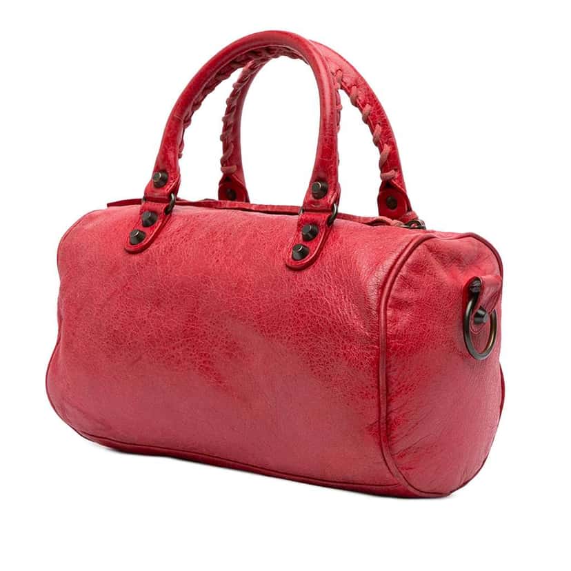 Balenciaga Mini Lambskin Motocross Twiggy Satchel Red Leather Good condition - Back View