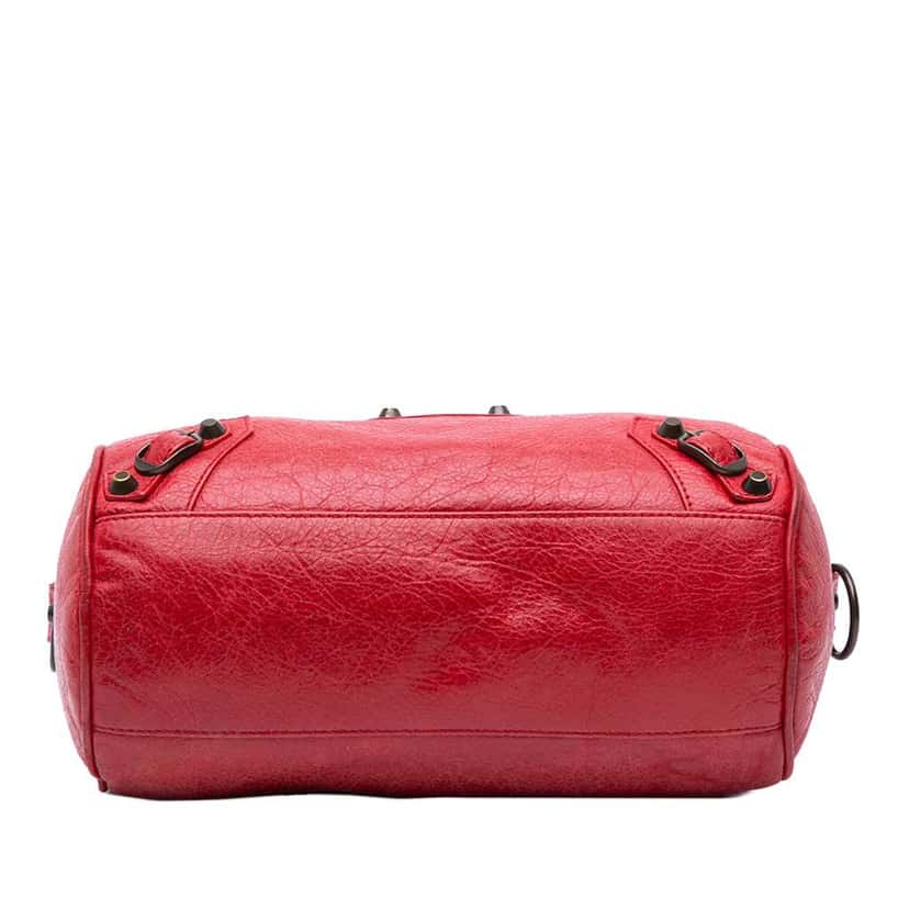 Balenciaga Mini Lambskin Motocross Twiggy Satchel Red Leather Good condition - Inside View