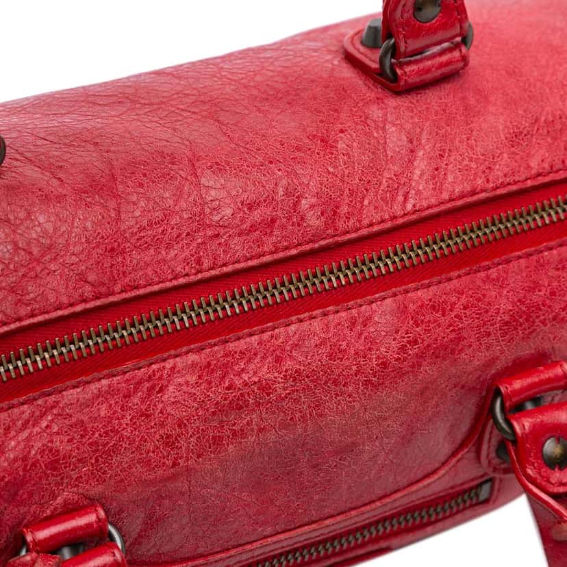 Balenciaga Mini Lambskin Motocross Twiggy Satchel Red Leather Good condition - Box View