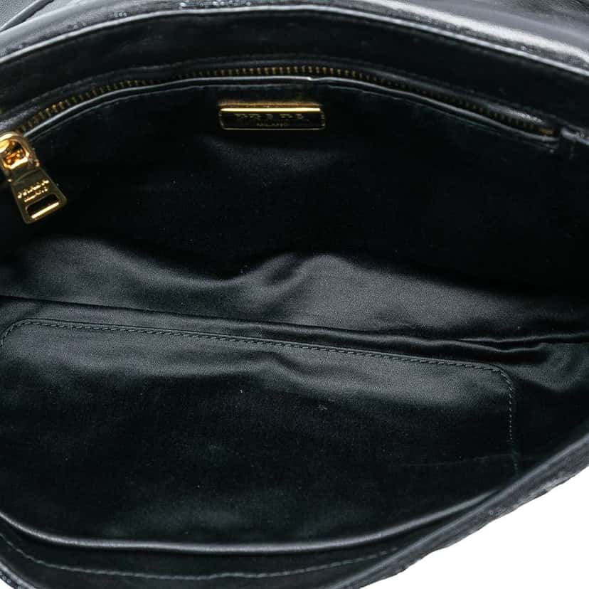 Prada Tessuto Lurex Flap Crossbody Black Good condition - Model View