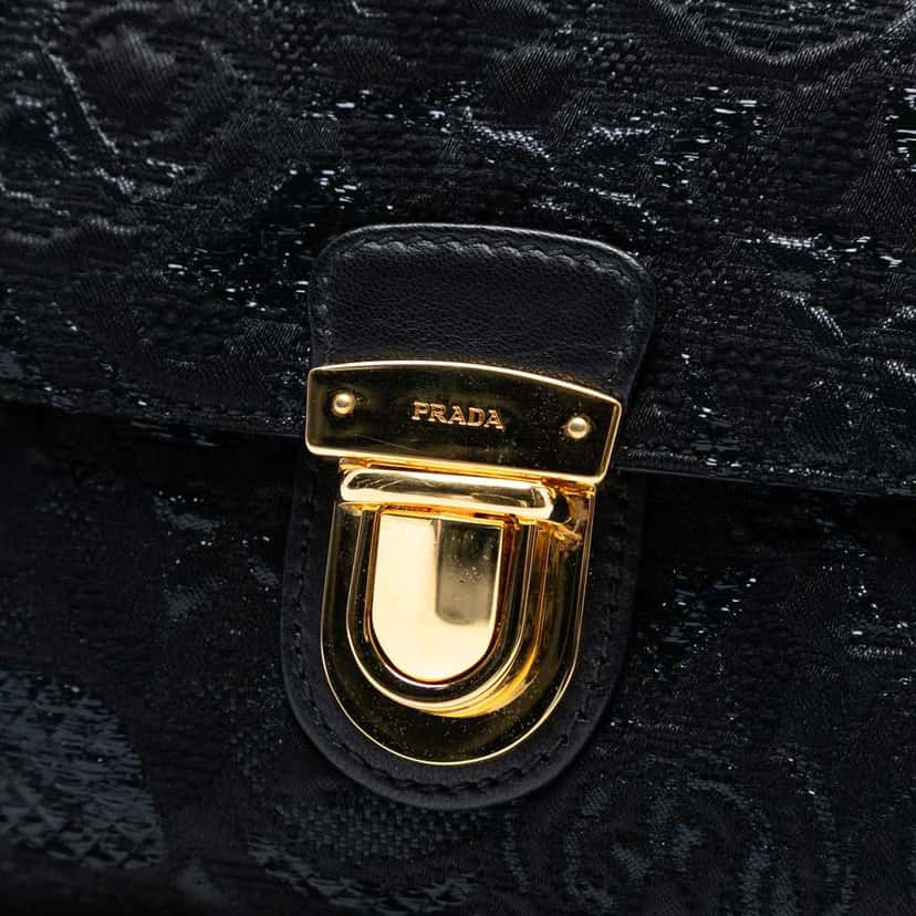 Prada Tessuto Lurex Flap Crossbody Black Good condition - Box View