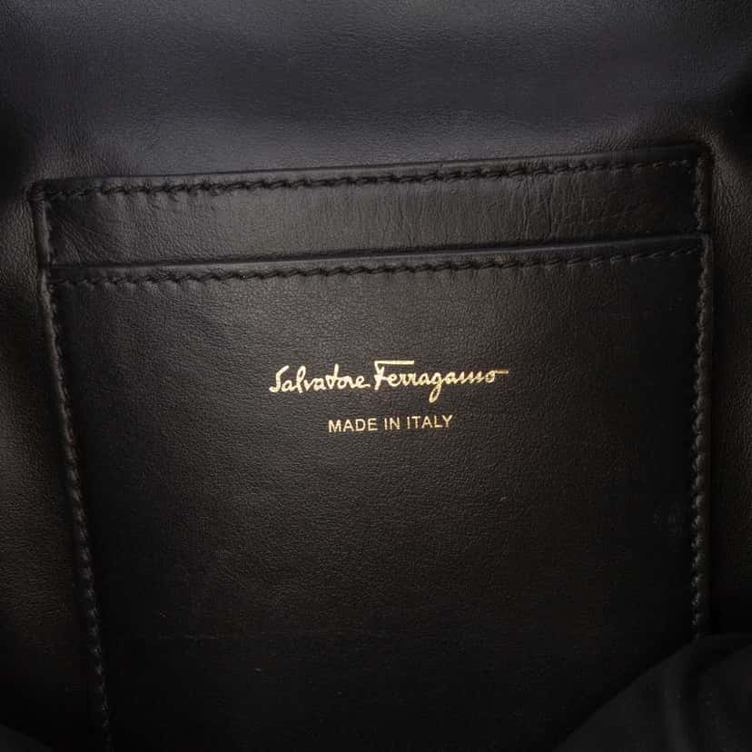 Salvatore Ferragamo Small Quilted Leather Double Gancini Backpack Black Leather Good condition - Box View