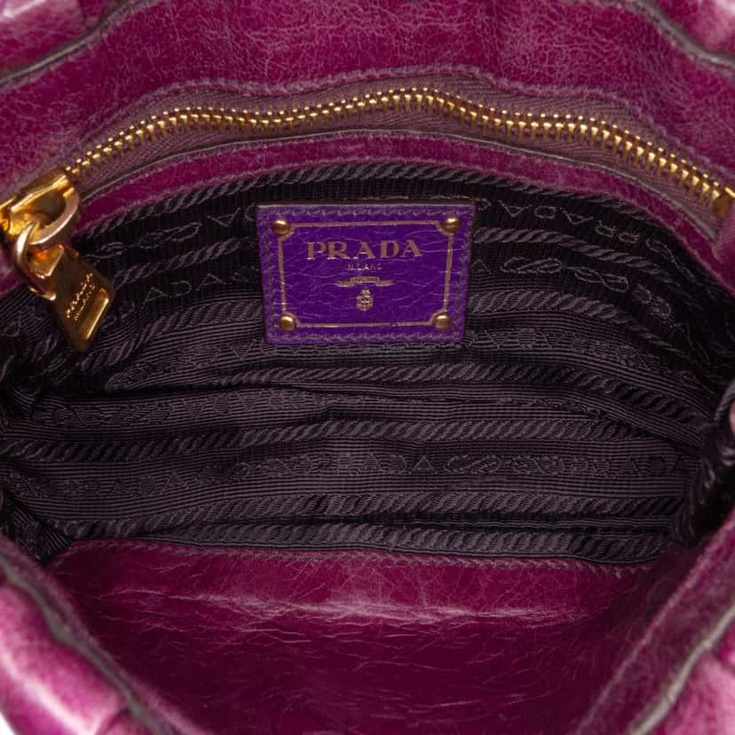 Prada Mini Nappa Gaufre Satchel Purple Leather Good condition - Model View