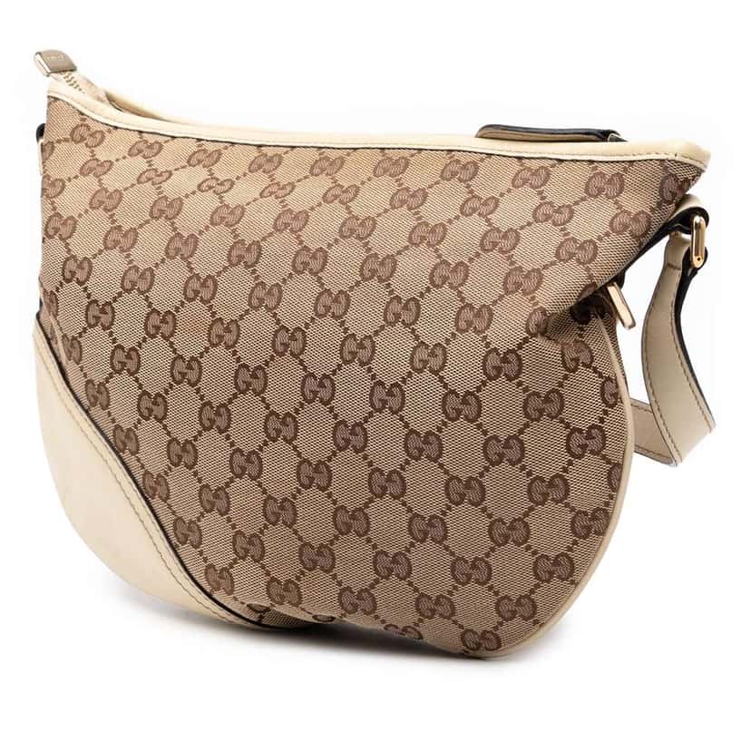 Gucci Medium GG Canvas New Britt Half Moon Crossbody Brown Canvas Good condition - Back View