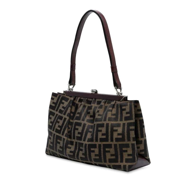 Fendi Zucca Canvas Frame Handbag Brown Canvas Good condition - Back View