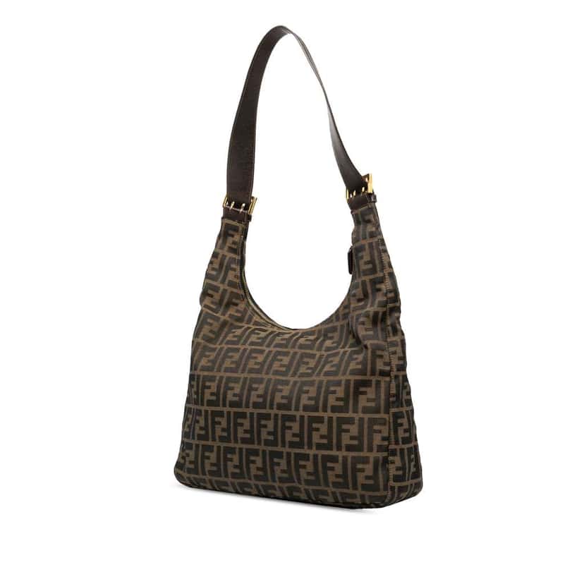 Fendi Zucca Canvas Hobo Bag Brown Canvas Good condition - Back View