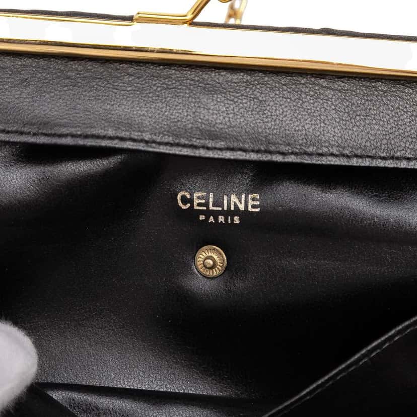 Celine Leather Triomphe Kiss Lock Crossbody Black Leather Good condition - Box View