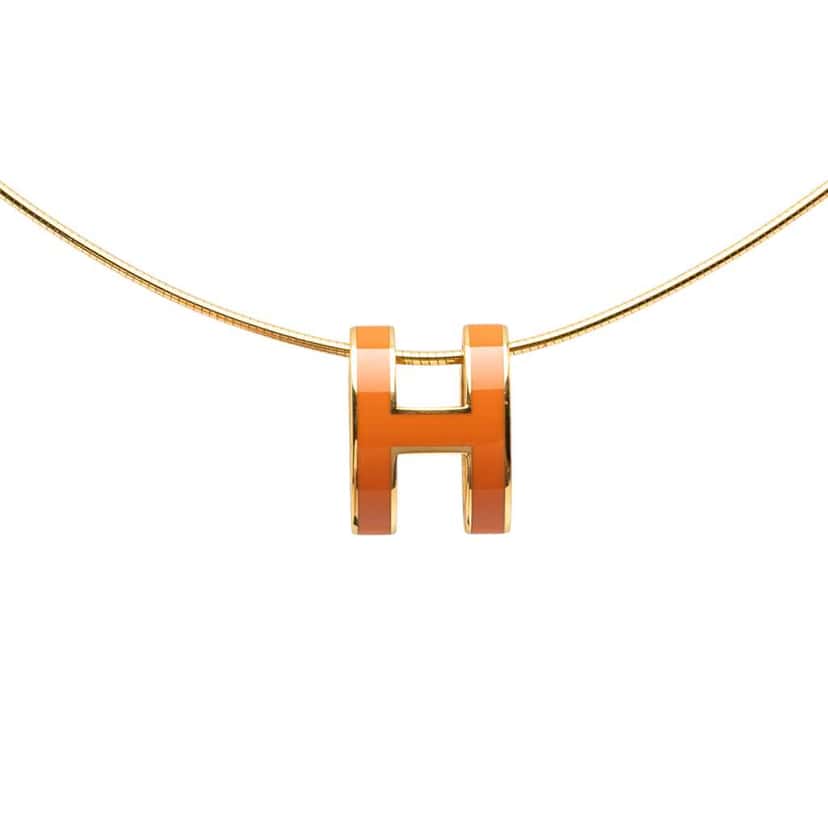 Hermès Gold Plated Enamel Pop H Pendant Necklace Gold Metal Good condition - Back View
