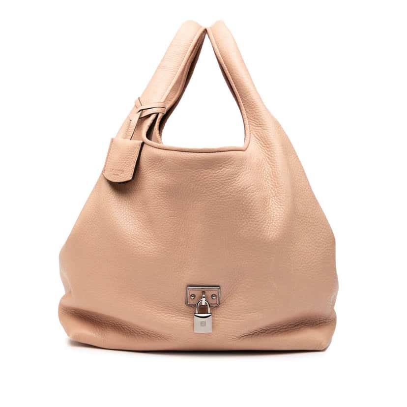 Loewe Calfskin Calle Lock Shoulder Bag Brown Leather Very good condition - Front View