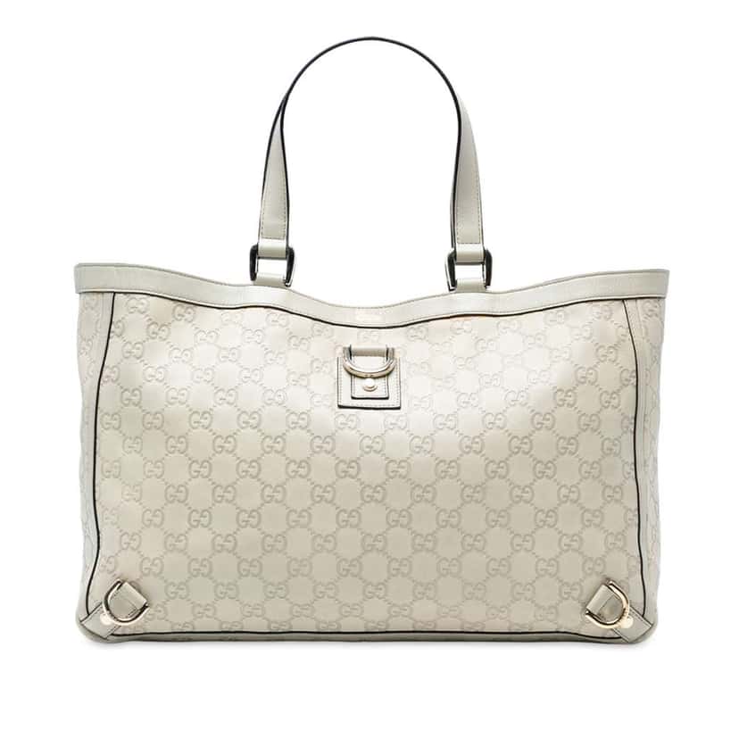 Gucci Guccissima Abbey D Ring Tote White Leather Good condition - Front View