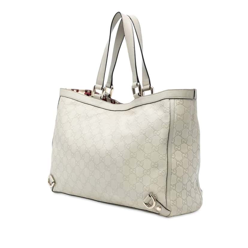 Gucci Guccissima Abbey D Ring Tote White Leather Good condition - Back View