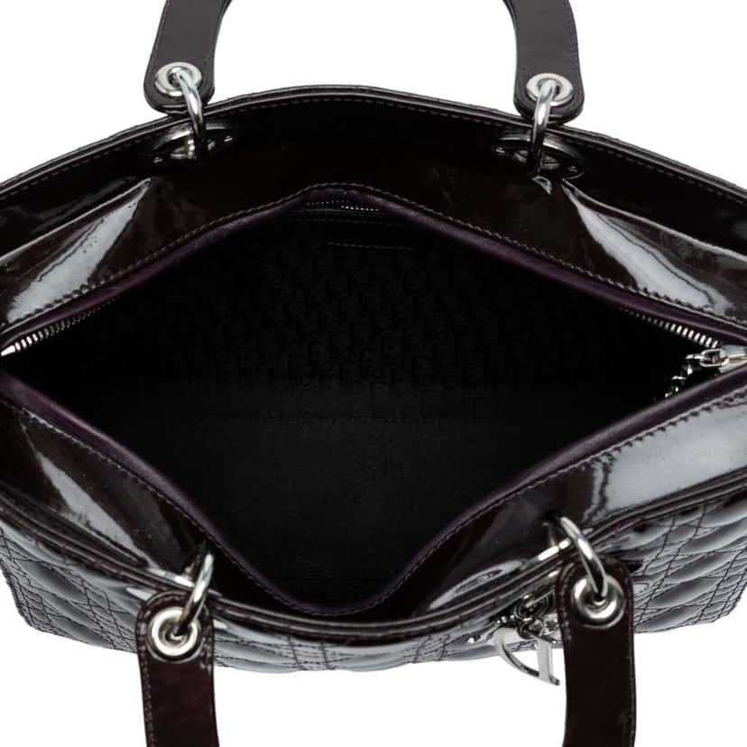 Dior Large Patent Cannage Lady Dior Purple Leather Good condition - Model View
