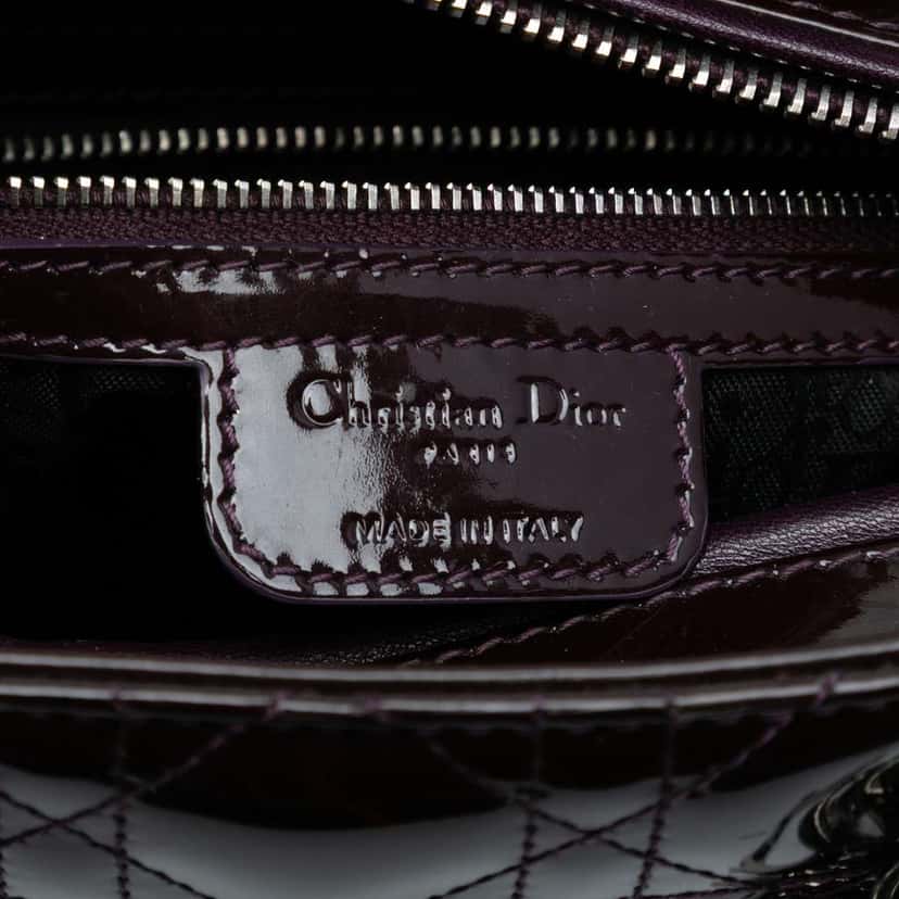 Dior Large Patent Cannage Lady Dior Purple Leather Good condition - Box View