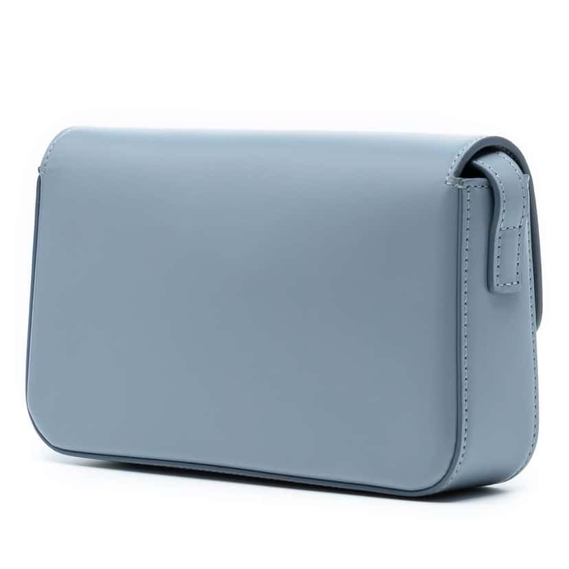 Celine Shiny Calfskin Triomphe Claude Shoulder Bag Blue Leather Good condition - Back View