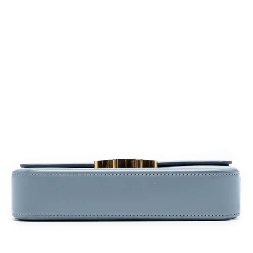 Celine Shiny Calfskin Triomphe Claude Shoulder Bag Blue Leather Good condition - Inside View